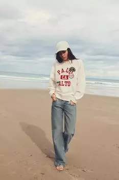 Толстовка с нашивками ZARA, белый