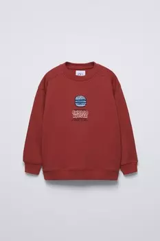 Толстовка с нашивкой бургер ZARA, темно-красный