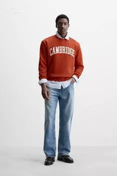Толстовка с нашивкой cambridge ZARA, цвет Clay