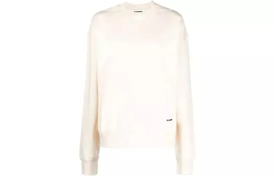 Толстовка с нашивкой-логотипом и прямым подолом JIL SANDER, бежевый