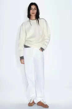 Толстовка с нашивкой спереди ZARA, бежевый