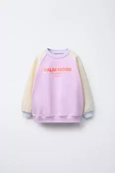 Толстовка с неоновым слоганом ZARA, цвет Mauve