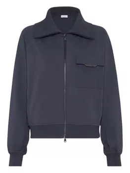 Толстовка с отделкой Monili Brunello Cucinelli, синий