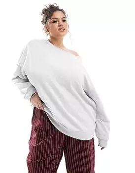 Толстовка с открытыми плечами цвета ледяной меланж ASOS