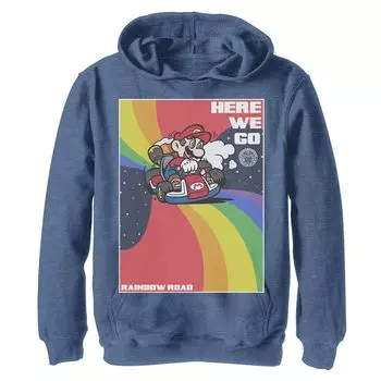 Толстовка с плакатом Mario Kart Pride Mario Here We Go для мальчиков 8–20 лет и плакатом Rainbow Road Licensed Character