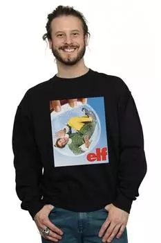 Толстовка с плакатом Snow Globe Elf, черный