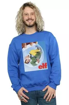 Толстовка с плакатом Snow Globe Elf, синий