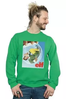 Толстовка с плакатом Snow Globe Elf, зеленый