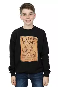 Толстовка с плакатом The Mighty Thor False Thor Marvel, черный