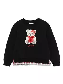 Толстовка с плюшевым мишкой из страз Monnalisa, черный