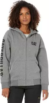 Толстовка с полной молнией и баннером Caterpillar, цвет Dark Heather Grey