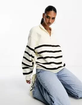 Толстовка с полумолнией в полоску ASOS