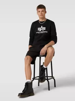 Толстовка с принтом этикетки модели "BASIC" Alpha Industries, черный