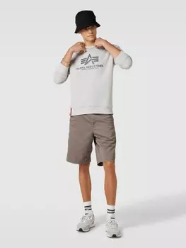 Толстовка с принтом этикетки модели "BASIC" Alpha Industries, светло-серый