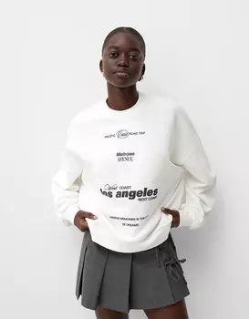 Толстовка с принтом Bershka, бежевый