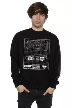 Толстовка с принтом Cars Lightning McQueen Blueprint Disney, черный