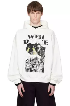 Толстовка с принтом черной кошки We11Done, белый
