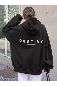 Толстовка с принтом DESTINY DESIGN ЧЕРНАЯ Trendseninle