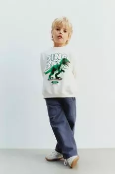 Толстовка с принтом динозавра ZARA, белый