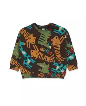 Толстовка с принтом для мальчика и круглым вырезом Tuc tuc, темно коричневый