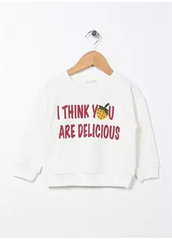 Толстовка с принтом для маленьких девочек цвета экрю 22FWG-09 Mammaramma, экрю