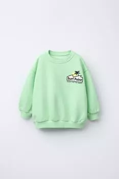 Толстовка с принтом для серфинга ZARA, светло-зеленый