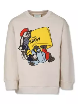 Толстовка с принтом Fendi Kids, нейтральный