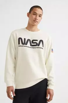 Толстовка с принтом H&amp;M, натуральный белый/наса