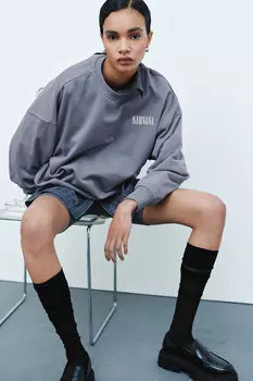 Толстовка с принтом H&M, серый