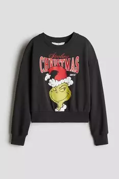 Толстовка с принтом H&M, серый