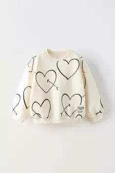 Толстовка с принтом и этикеткой ZARA, цвет stone