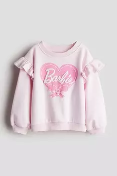 Толстовка с принтом и воланами H&M, розовый