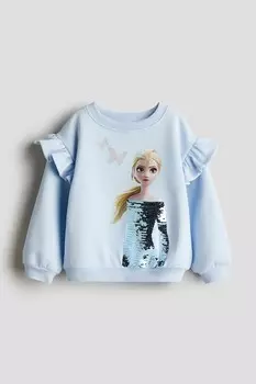 Толстовка с принтом и воланами H&M, голубой