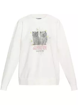 Толстовка с принтом кошек GANNI, белый