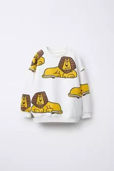 Толстовка с принтом льва ZARA, экрю