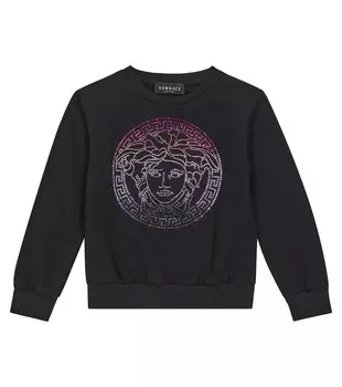 Толстовка с принтом Medusa из хлопкового джерси Versace, черный