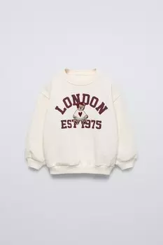Толстовка с принтом медведя ZARA, экрю