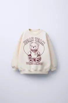 Толстовка с принтом медведя ZARA, экрю