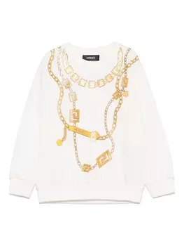 Толстовка с принтом ожерелья loghi Versace Kids, белый
