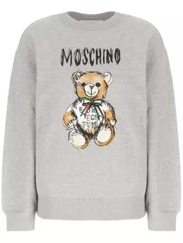 Толстовка с принтом плюшевого мишки Moschino, серый