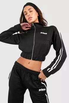 Толстовка с принтом Prince Tricot Zip Through Boxy Sweat boohoo, черный