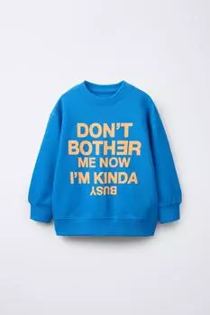 Толстовка с принтом слогана ZARA, цвет Bluish