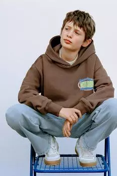 Толстовка с принтом слогана ZARA, коричневый