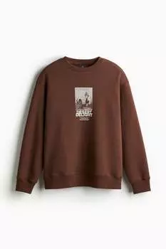 Толстовка с принтом свободного кроя H&M, коричневый