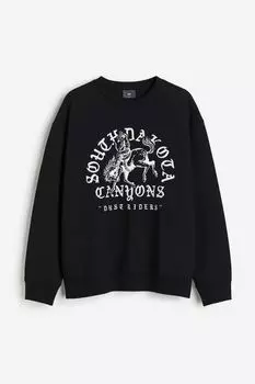 Толстовка с принтом свободного кроя H&M, черный