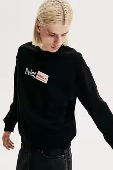 Толстовка с принтом свободного кроя H&M, черный