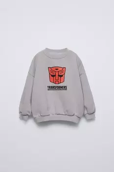 Толстовка с принтом transformes hasbro ZARA, серый