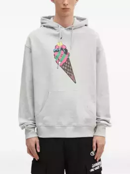 Толстовка с принтом в виде рожка мороженого ICECREAM, серый