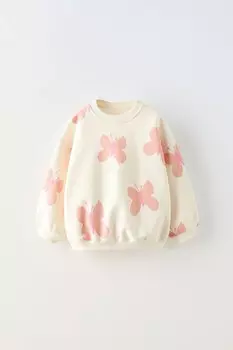 Толстовка с принтом ZARA, экрю