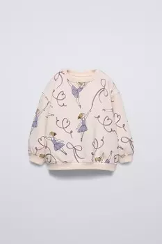 Толстовка с принтом ZARA, экрю